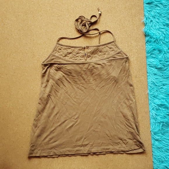 ! Beaded tan halter top - Picture 2 of 4
